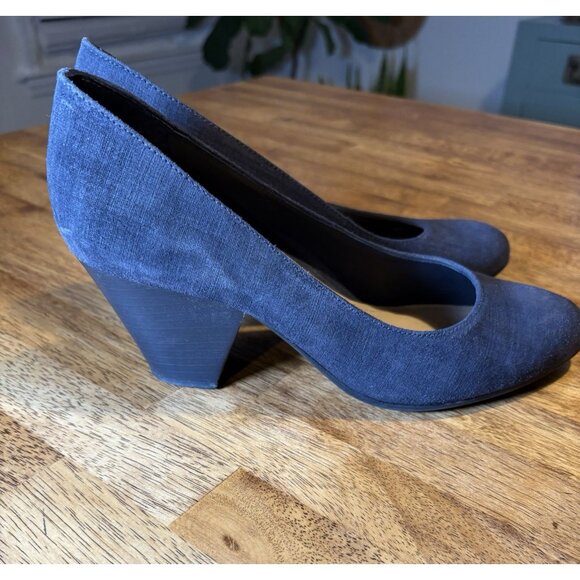 NURTURE Blue 3" Block Heel Suede Quiet Luxury Old Money Classic Pumps Size 9 - Picture 5 of 7